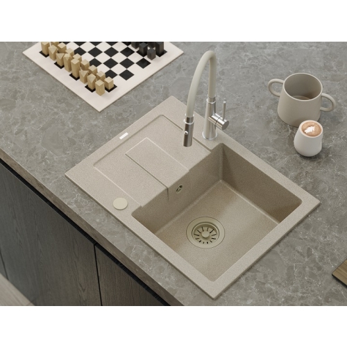 bateria kuchenna z elastyczną wylewką i ze zmianą strumienia wody Gi szara z elemantami stali inox